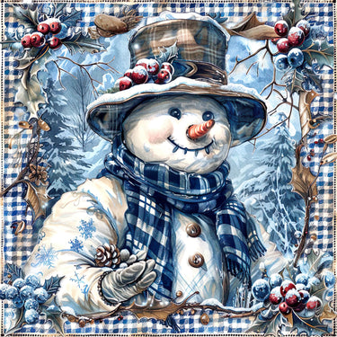 Blue Snowman Sign, DCO-102109, Sign For Wreath, 10x10in Metal Sign
